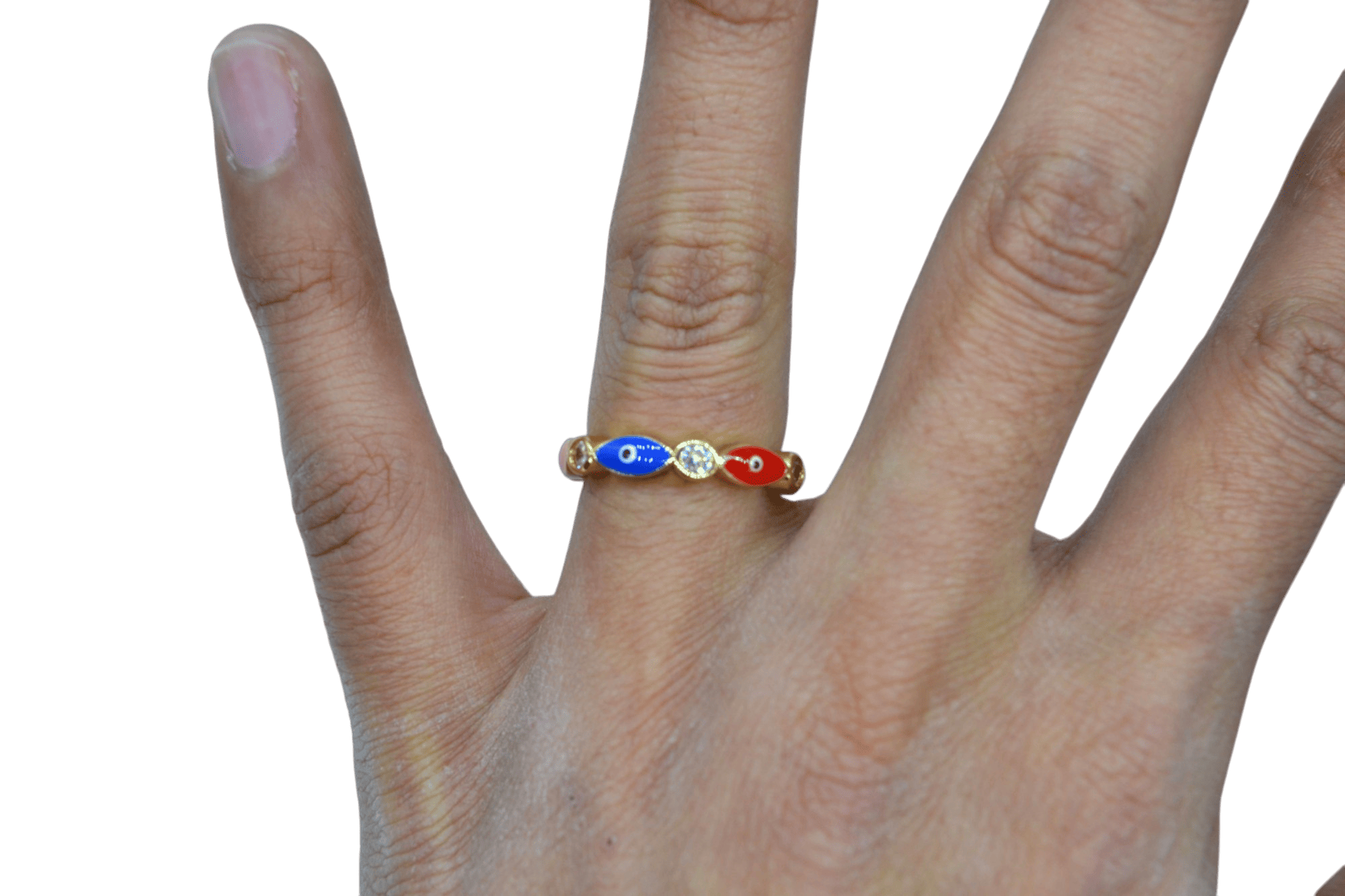 Anillo de latón ajustable diseño con ojo turco | Modelo 2 - Imagen 2