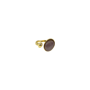 Anillo ajustable de cuarzo amatista diseño de piedra oval asimétrico