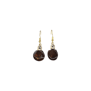 Aretes de piedra ágata de fuego con capuchón dorado