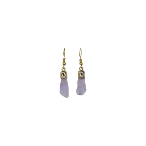 Aretes de cuarzo amatista con capuchón dorado