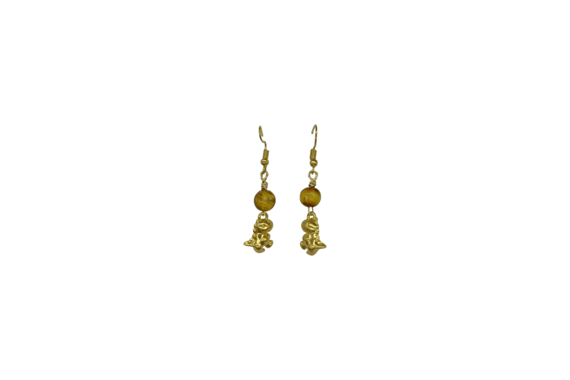 Aretes de ámbar con dije de oro laminado