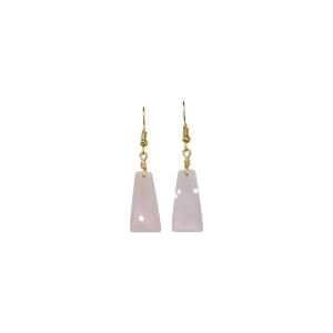 Aretes de cuarzo rosa en forma de trapecio