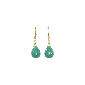 Aretes de piedra amazonita en forma de gota facetada