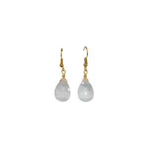 Aretes de cuarzo blanco en forma de gota facetada