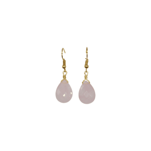 Aretes de cuarzo rosa en forma de gota facetada