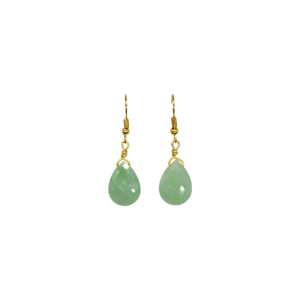 Aretes de cuarzo verde en forma de gota facetada