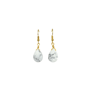 Aretes de piedra howlita en forma de gota facetada