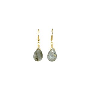 Aretes de piedra labradorita en forma de gota facetada