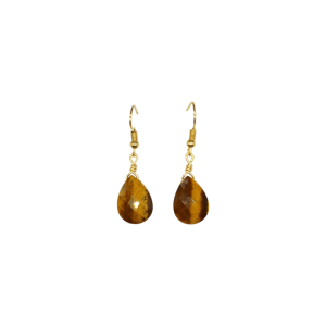 Aretes de piedra ojo de tigre en forma de gota facetada
