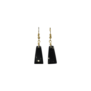 Aretes de piedra obsidiana en forma de trapecio