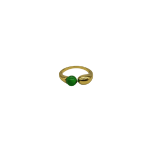 Anillo ajustable de piedra jade diseño de cuenta de piedra simétrico
