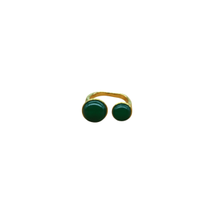 Anillo ajustable de piedra jade diseño de 2 cuentas circulares de piedra asimétricas