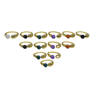 ANILLOS DE LATON AJUSTABLE DISEÑO DE UNA CUENTA DE PIEDRA SIMÉTRICO