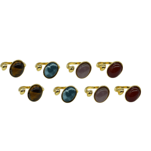 ANILLOS DE LATÓN AJUSTABLES CON DISEÑO DE PIEDRA OVAL ASIMÉTRICO
