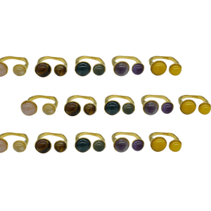 ANILLOS DE LATÓN AJUSTABLES CON DISEÑO DE 2 CUENTAS DE PIEDRA CIRCULARES ASIMÉTRICAS