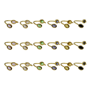 ANILLOS DE LATÓN AJUSTABLES CON DISEÑO DE 2 CUENTAS OVALES SIMÉTRICAS MINI