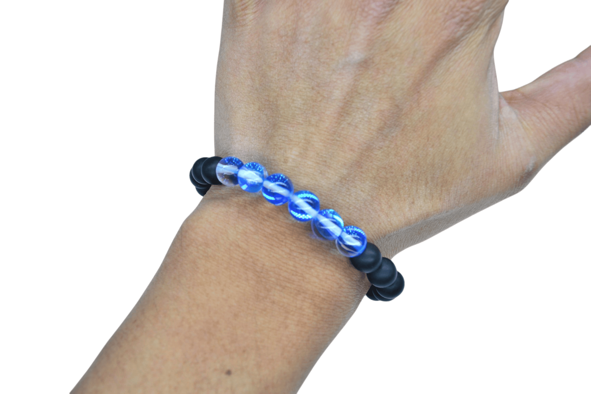 Pulsera de ónix con cuarzo eléctrico azul brilloso - Imagen 2