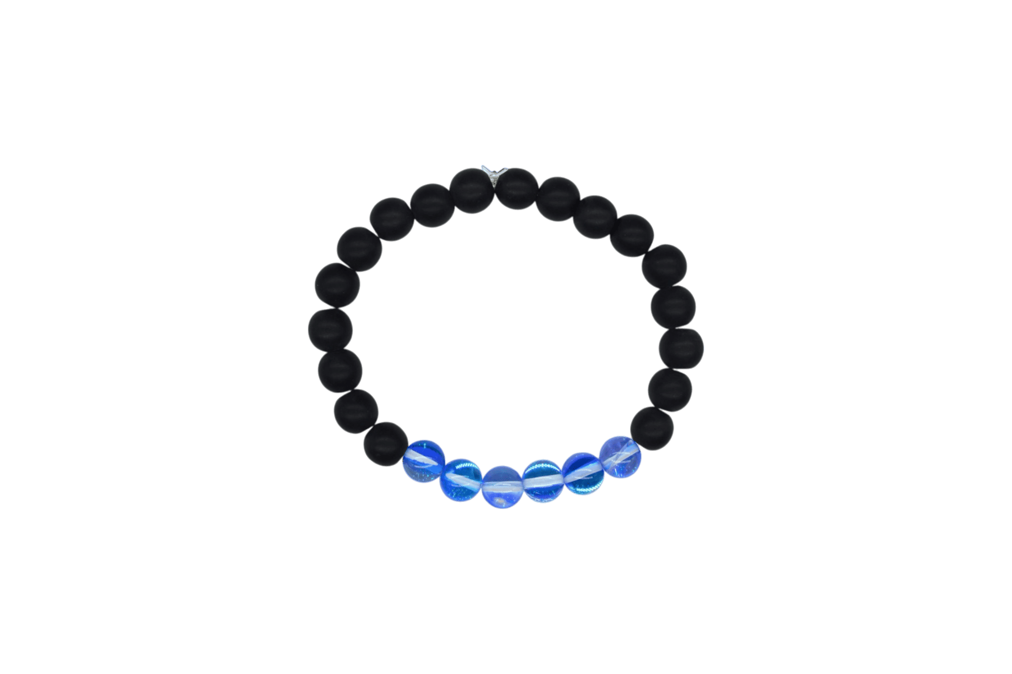 Pulsera de ónix con cuarzo eléctrico azul brilloso