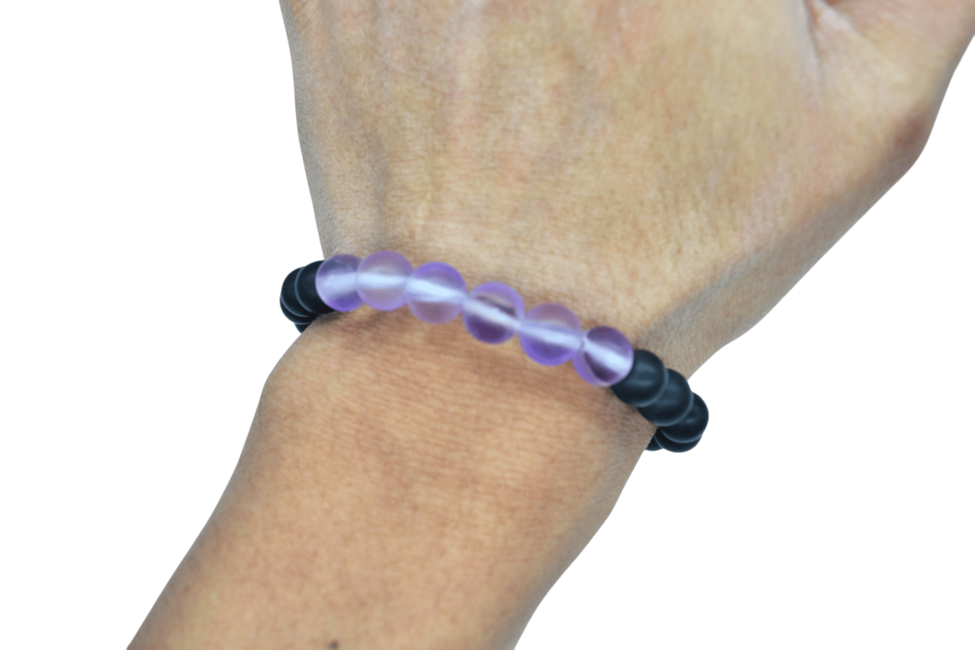 Pulsera de ónix con cuarzo eléctrico morado mate - Imagen 2