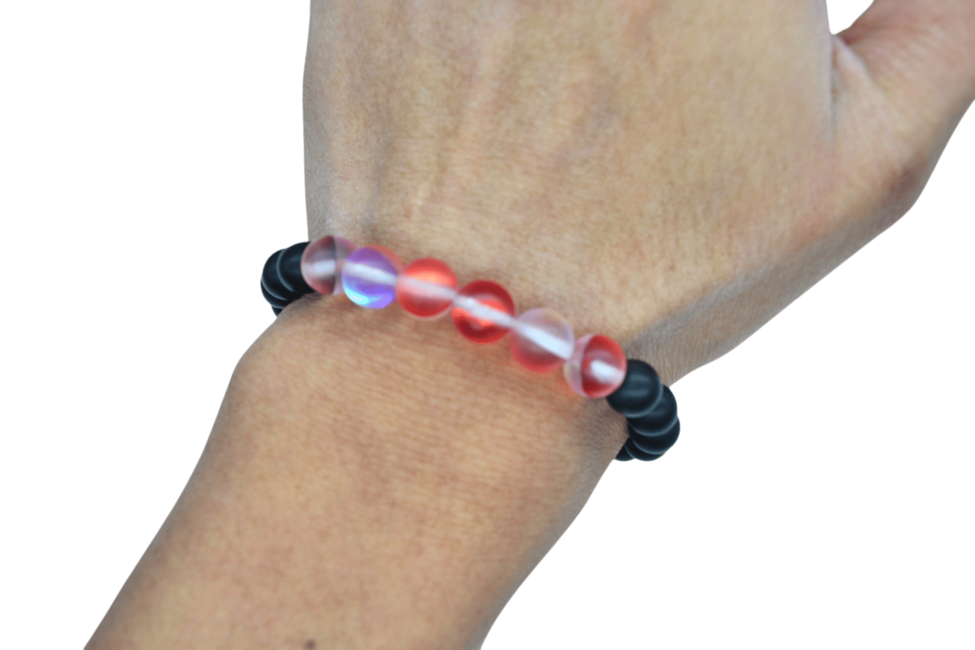 Pulsera de ónix con cuarzo eléctrico rojo mate - Imagen 2