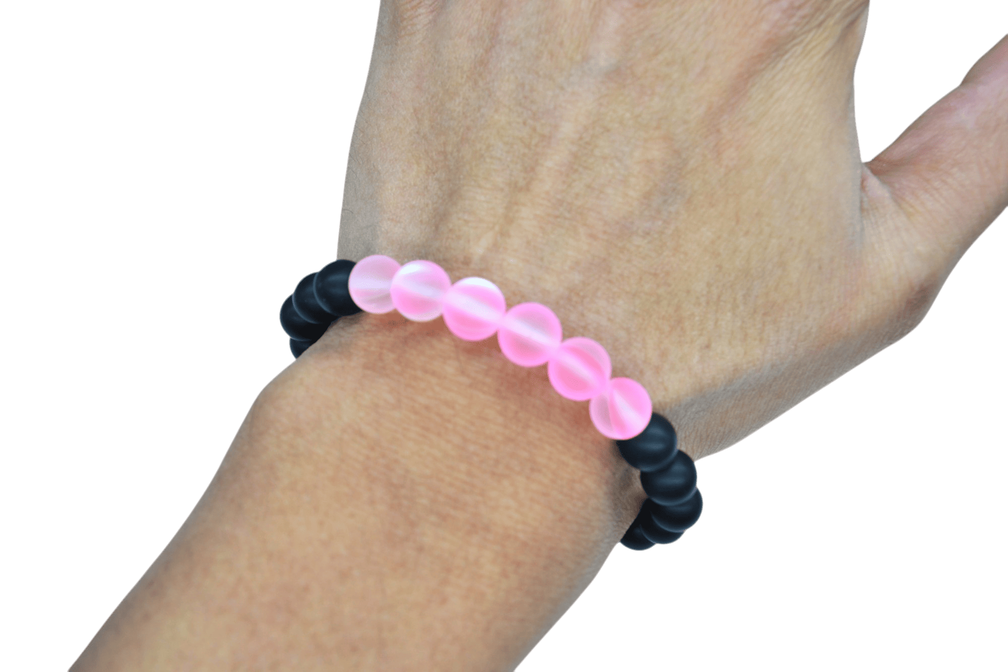 Pulsera de ónix con cuarzo eléctrico rosa claro mate - Imagen 2