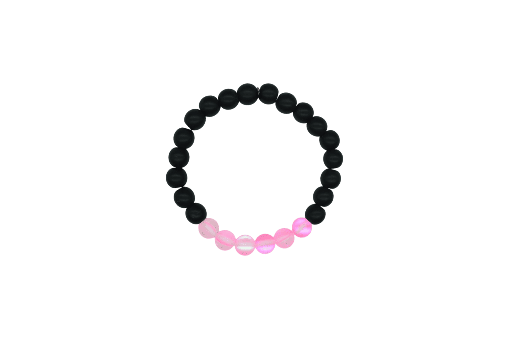 Pulsera de ónix con cuarzo eléctrico rosa claro mate