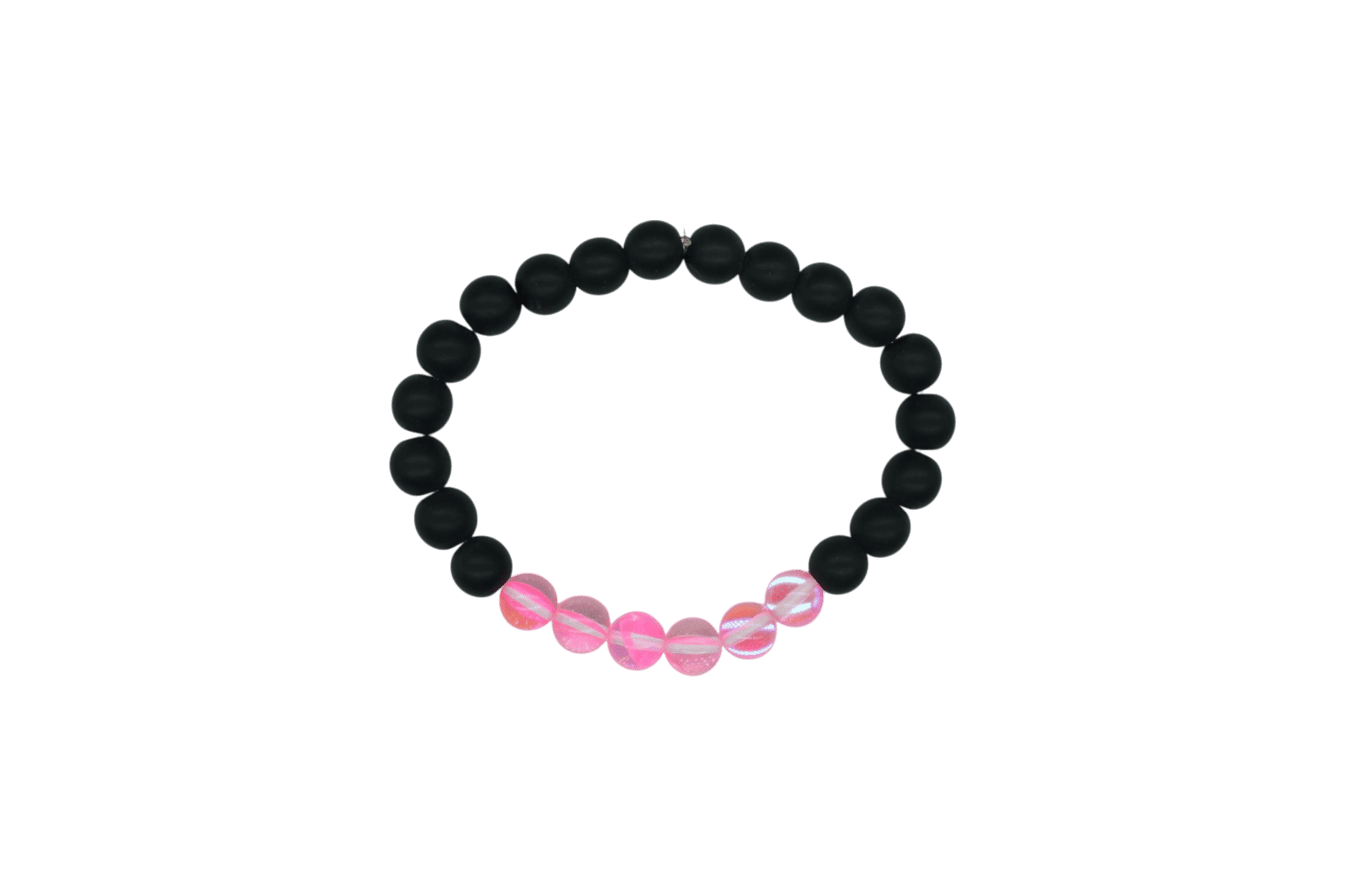 Pulsera de ónix con cuarzo eléctrico rosa claro brilloso