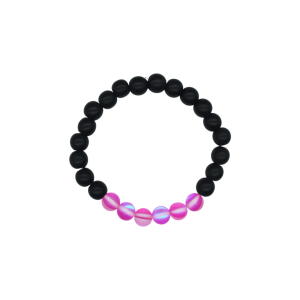 Pulsera de ónix con cuarzo eléctrico rosa fuerte mate