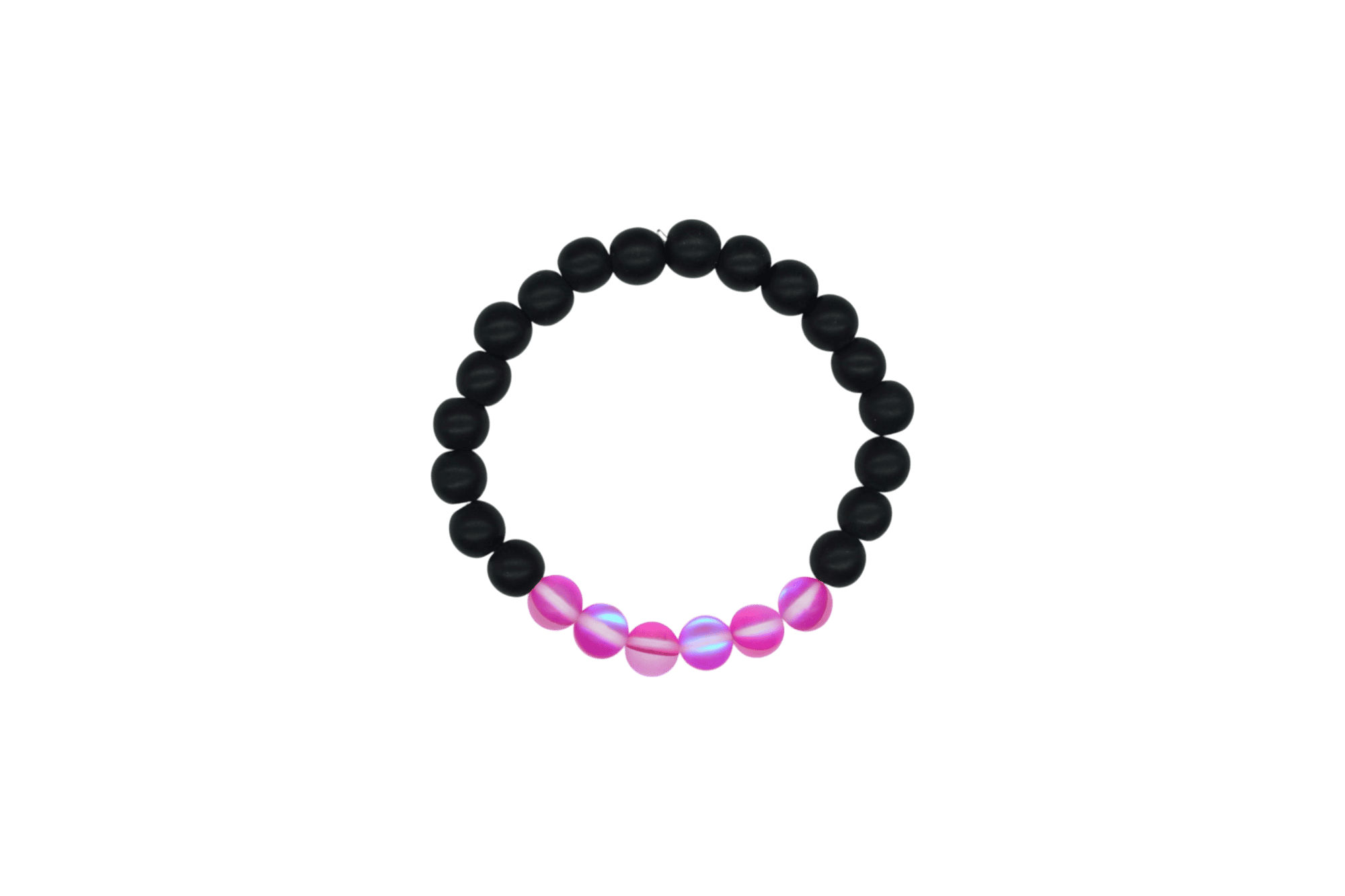 Pulsera de ónix con cuarzo eléctrico rosa fuerte mate