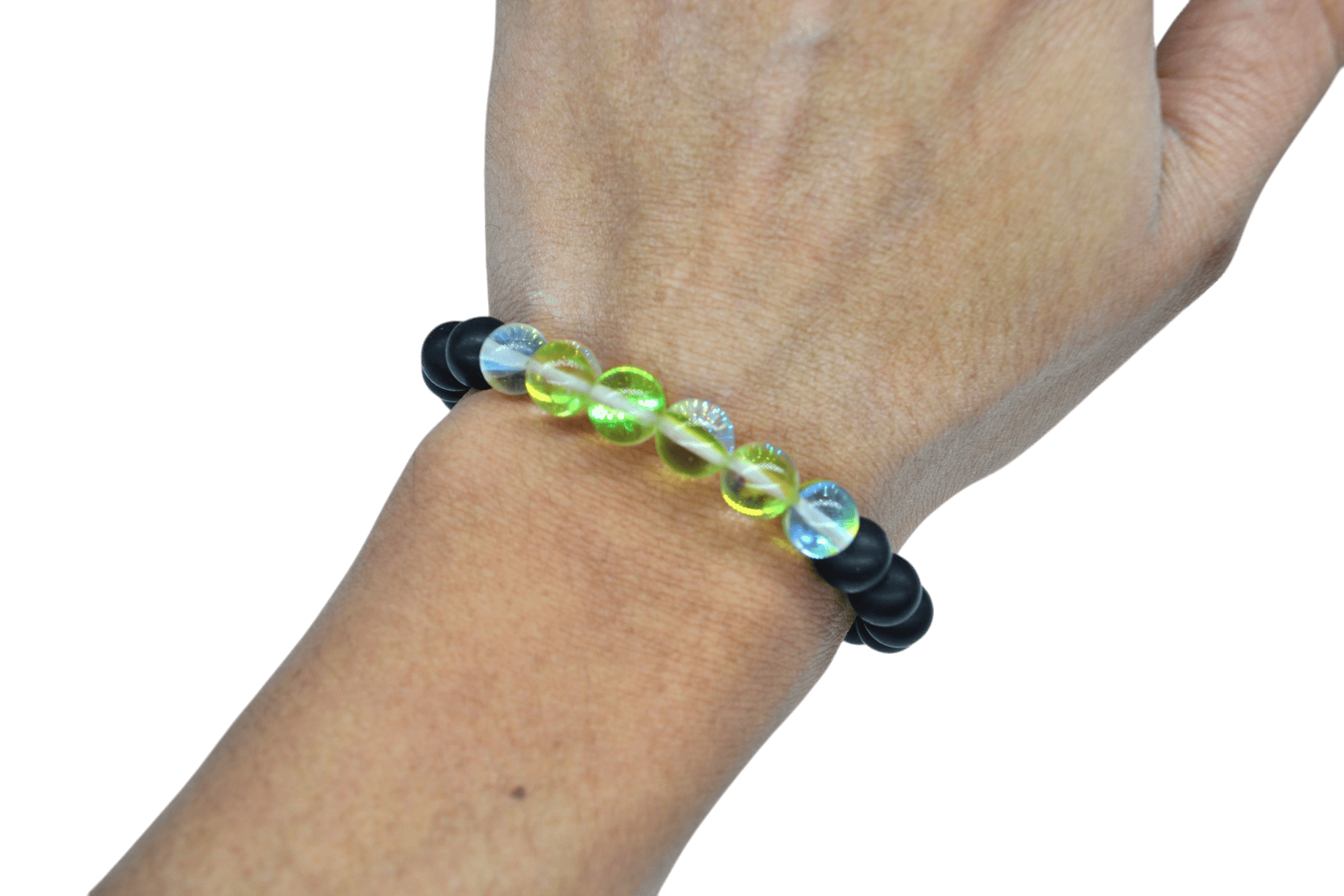 Pulsera de ónix con cuarzo eléctrico verde claro brilloso - Imagen 2