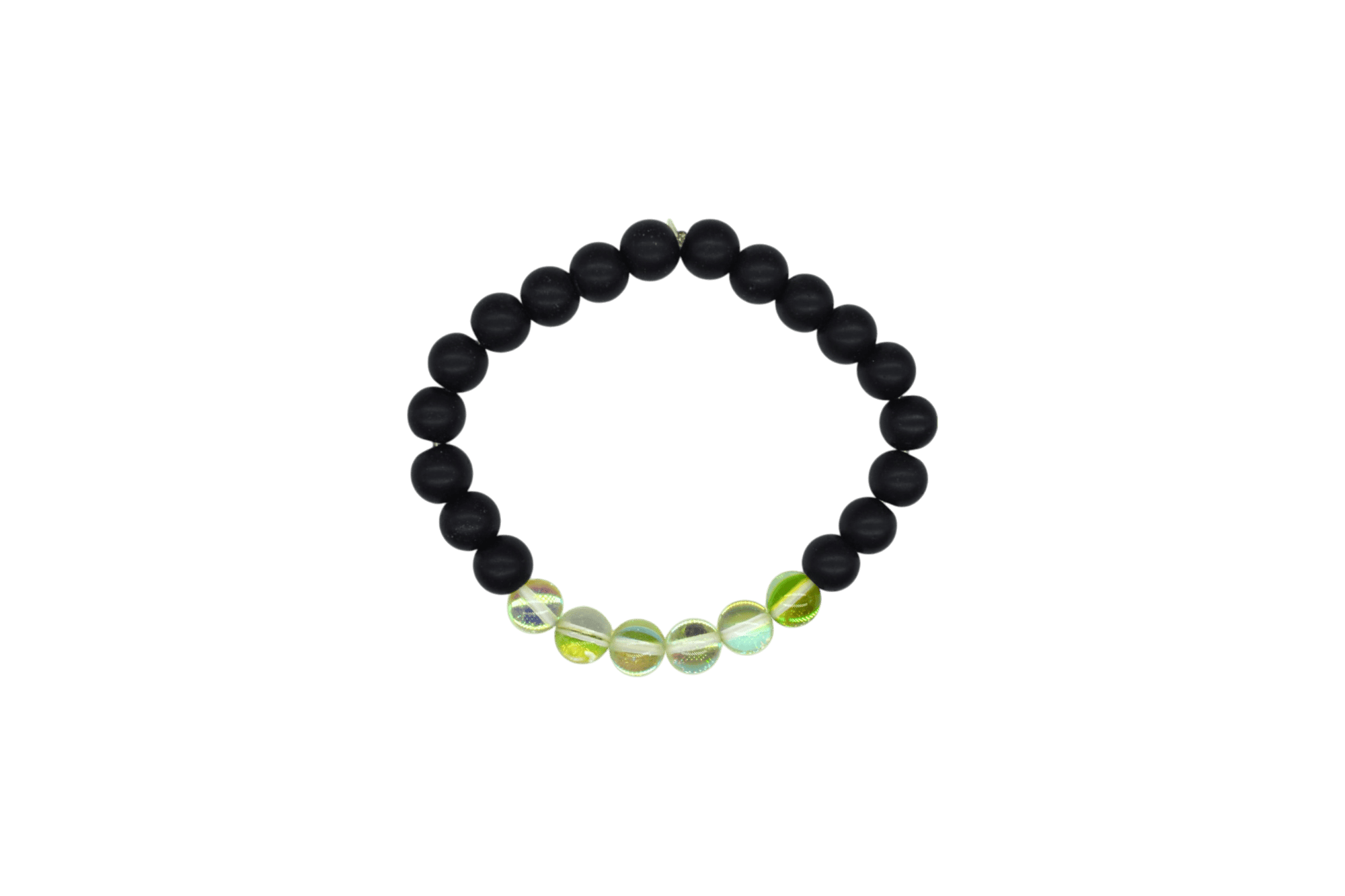 Pulsera de ónix con cuarzo eléctrico verde claro brilloso