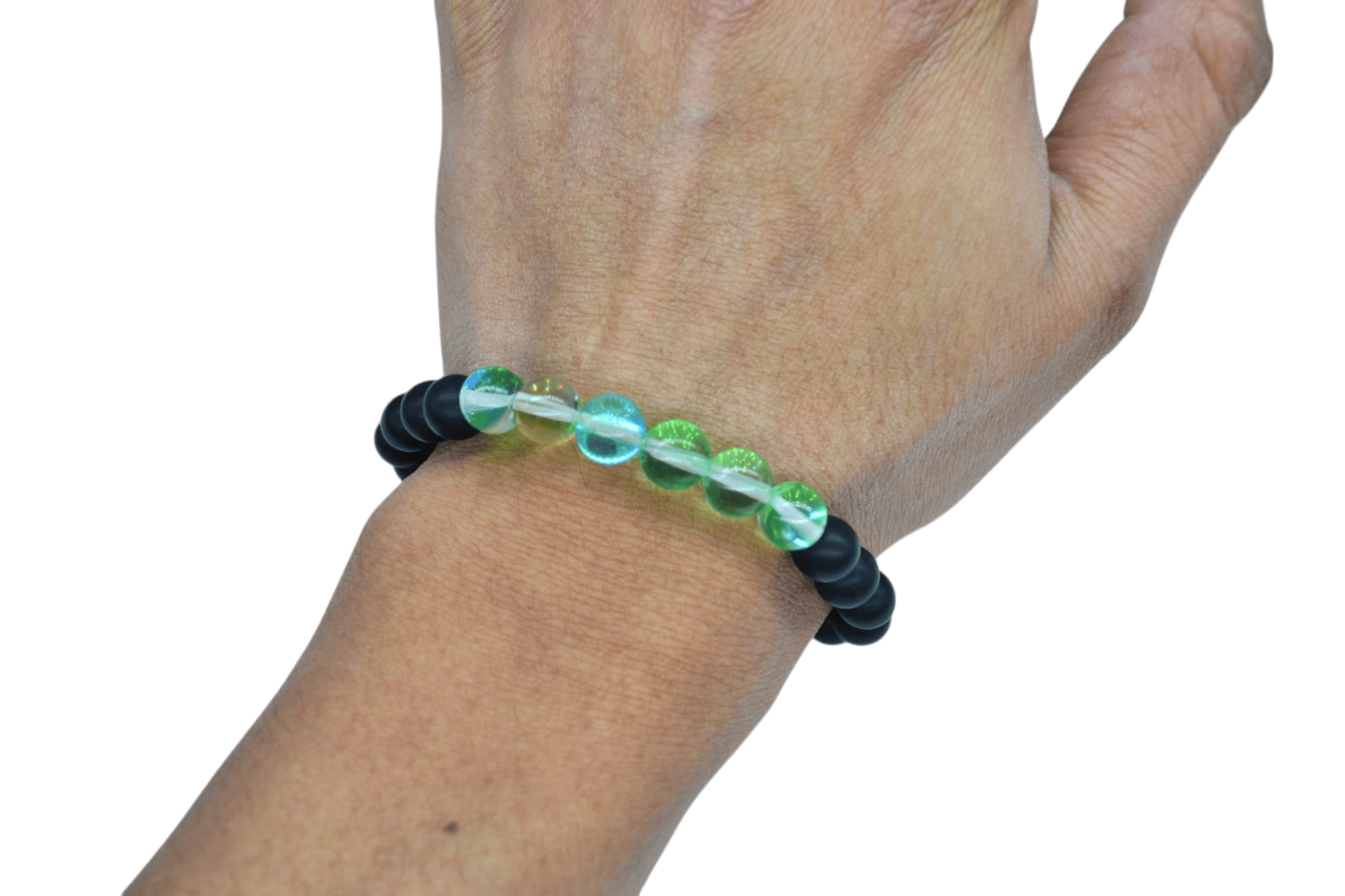 Pulsera de ónix con cuarzo eléctrico verde fuerte brilloso - Imagen 2