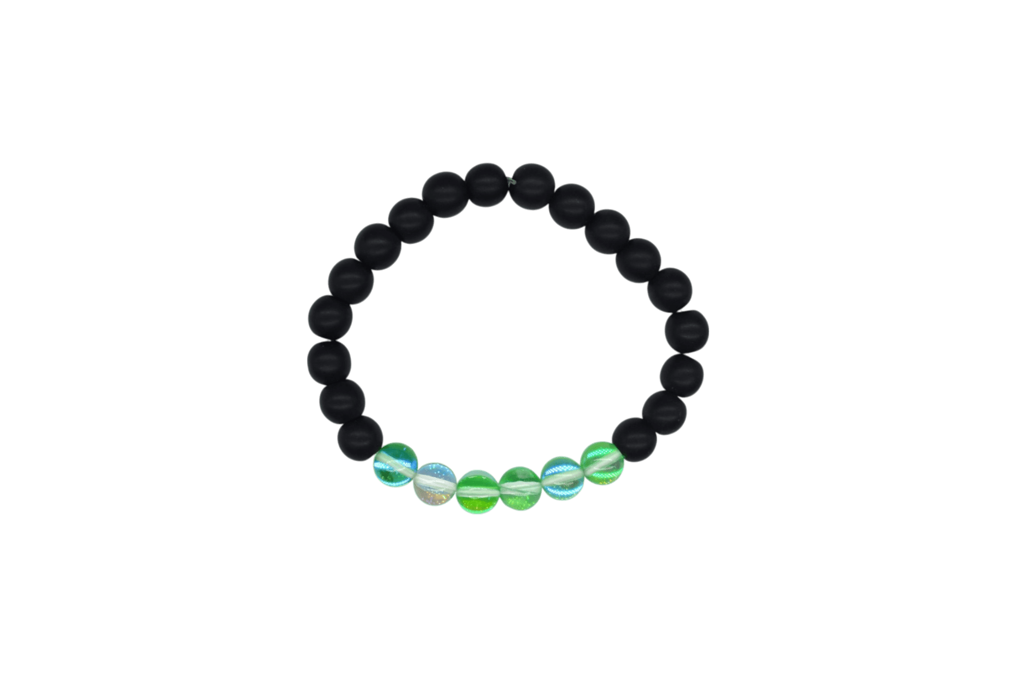 Pulsera de ónix con cuarzo eléctrico verde fuerte brilloso