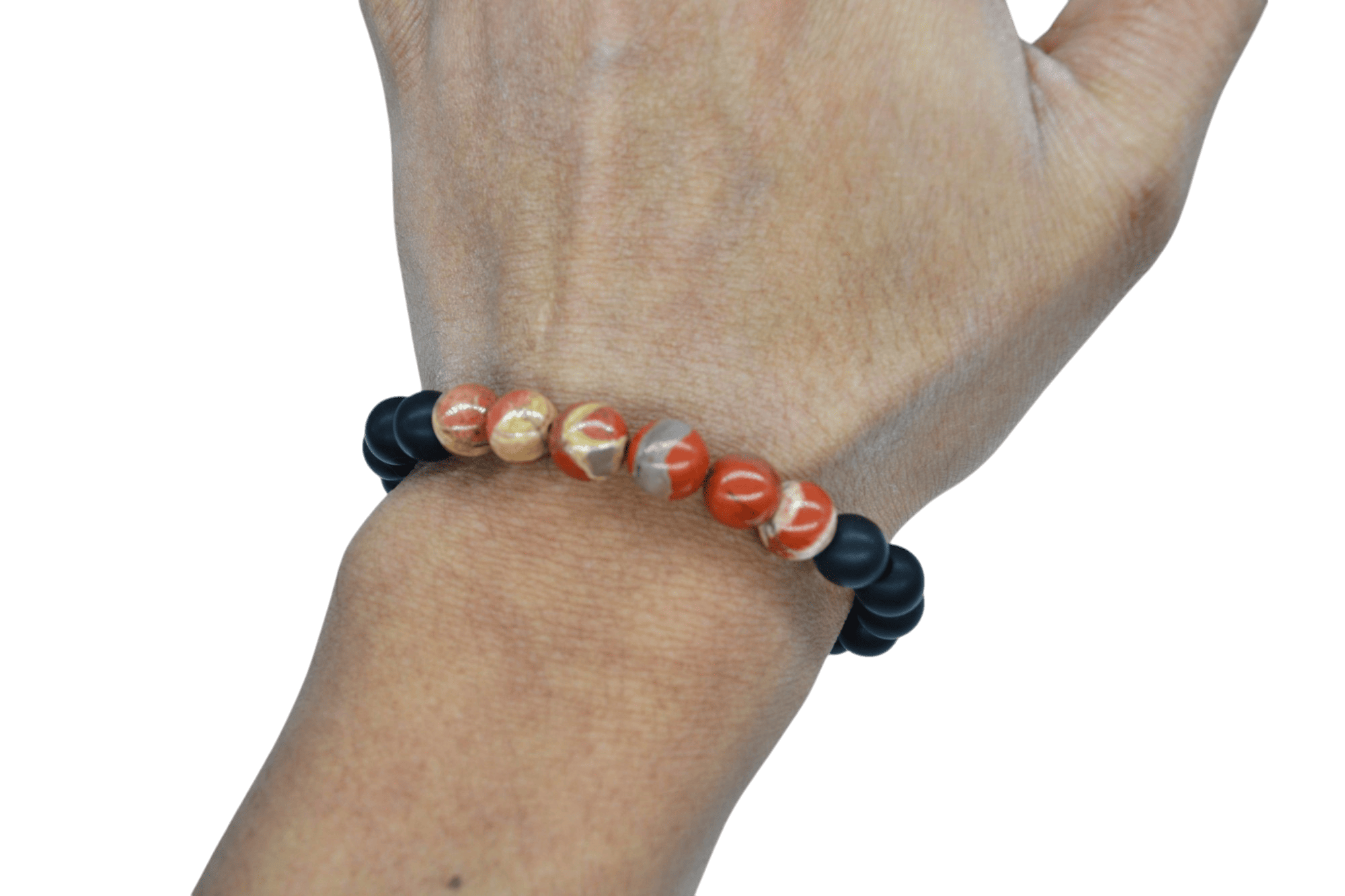 Pulsera de ónix con piedra jaspe rojo - Imagen 2