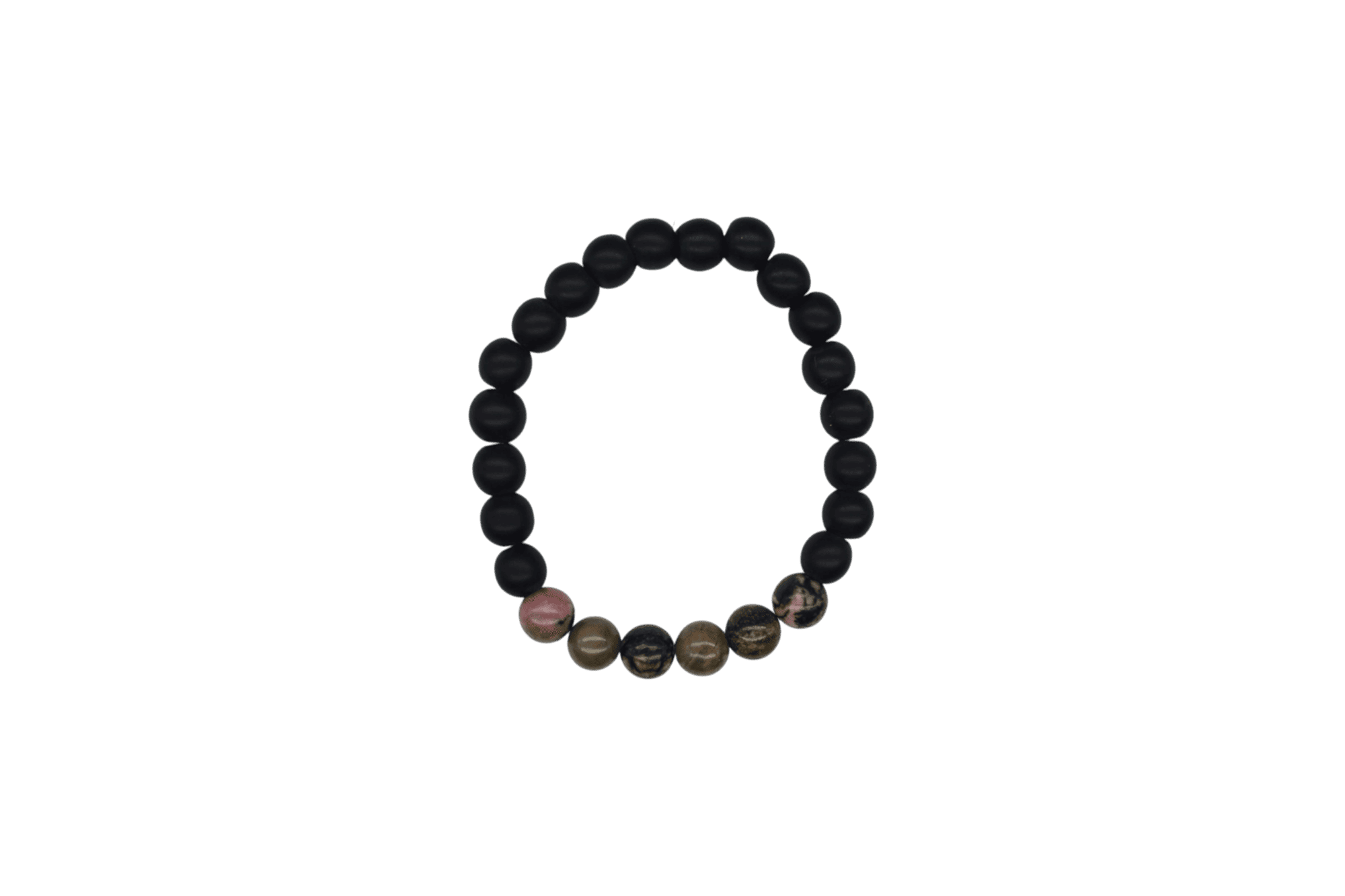 Pulsera de ónix con piedra rodonita