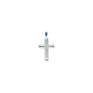 Dije de cuarzo blanco en forma de cruz cilíndrica