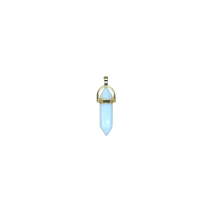 Dije de cuarzo blanco lechoso en forma de doble punta facetada con pasacadena en color dorado