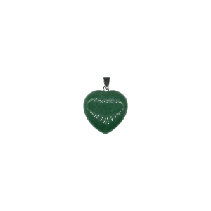Dije en forma de corazón de cuarzo verde de 30x30mm