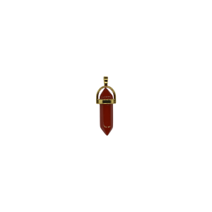 Dije de piedra ágata cornalina en forma de doble punta facetada con pasacadena en color dorado