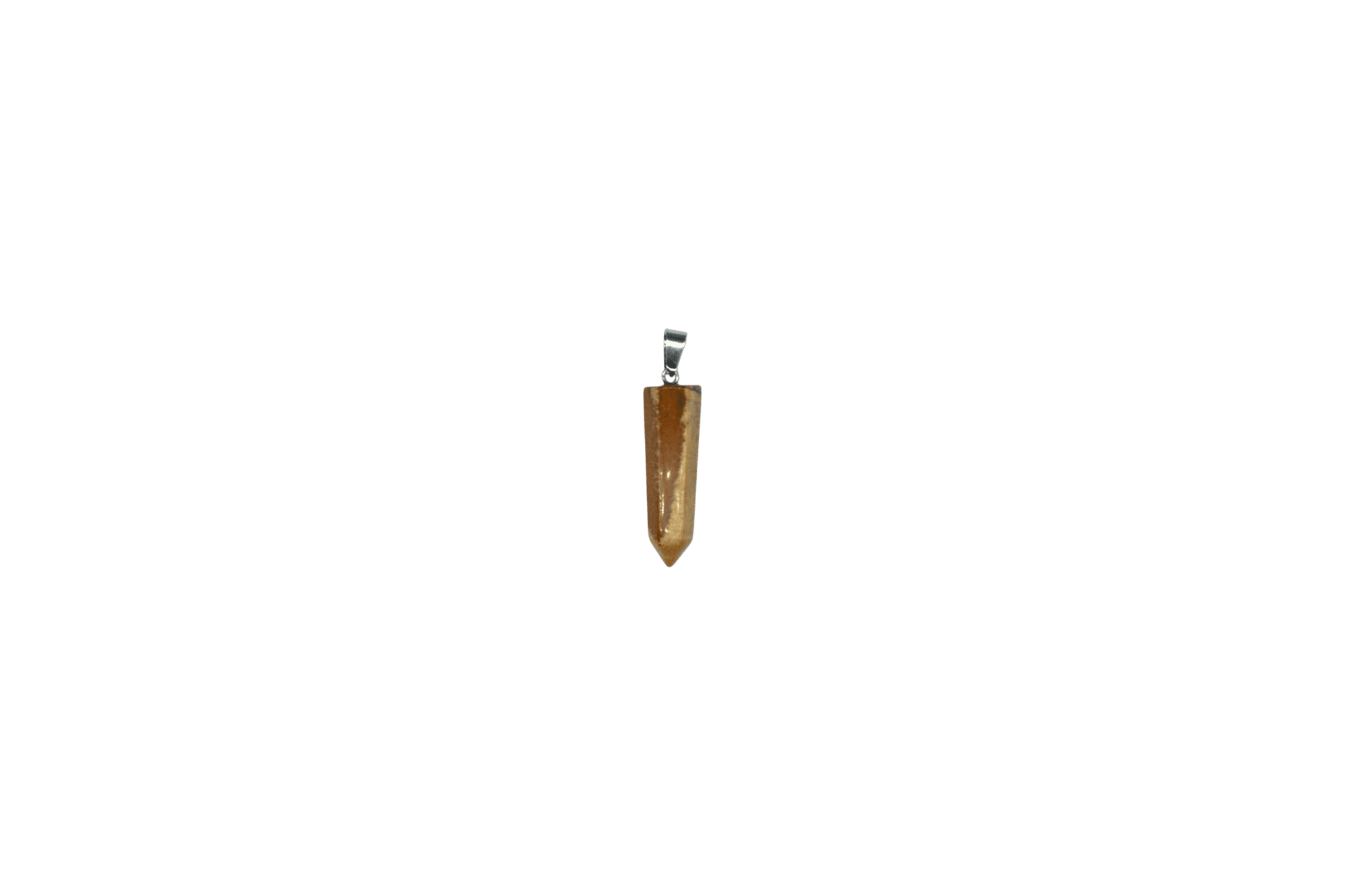 Dije en forma de punta facetada de piedra jaspe madera
