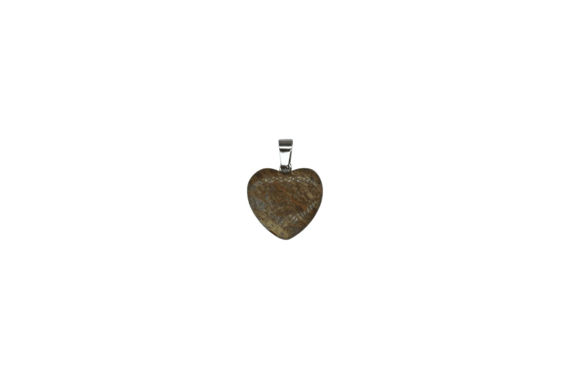 Dije de corazón chico de piedra jaspe madera