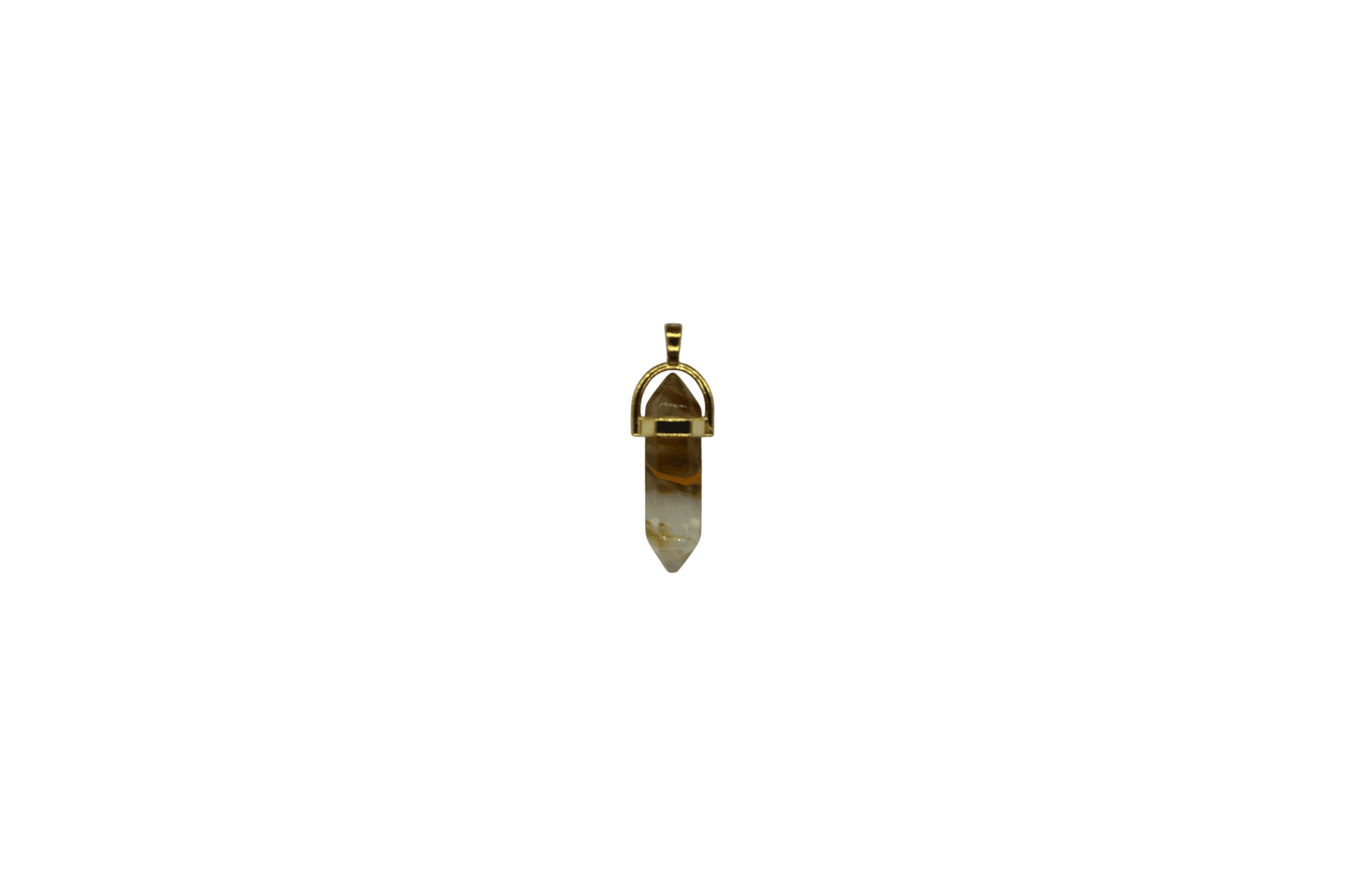 Dije de piedra lodolita en forma de doble punta facetada con pasacadena en color dorado