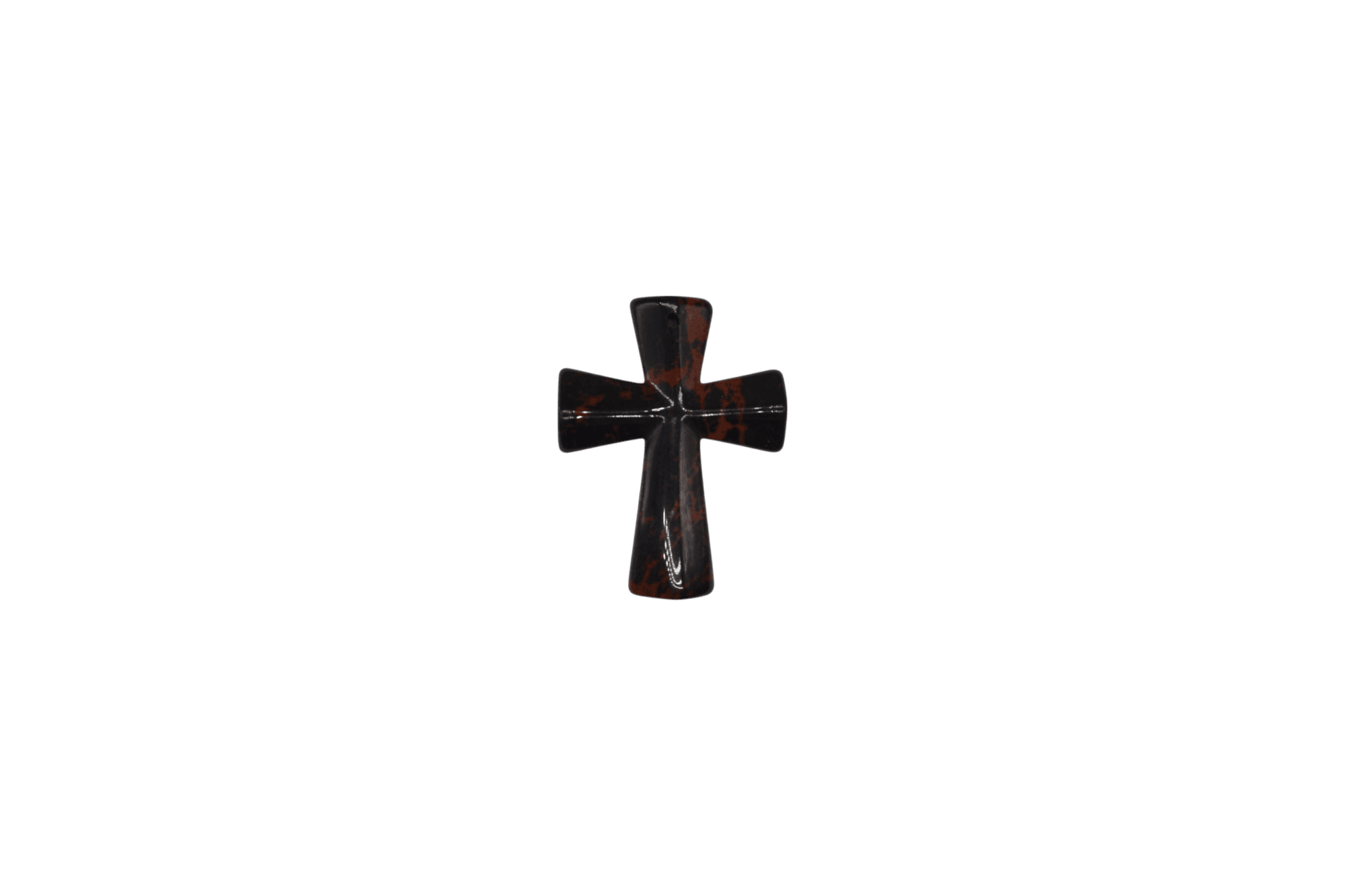 Dije en forma de cruz de piedra obsidiana marrón de 35mm x 45mm
