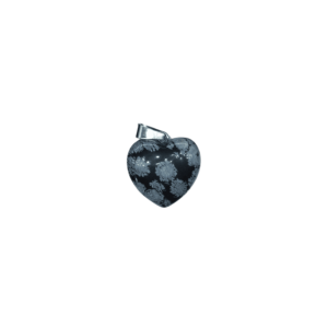 Dije de corazón chico de piedra obsidiana nevada