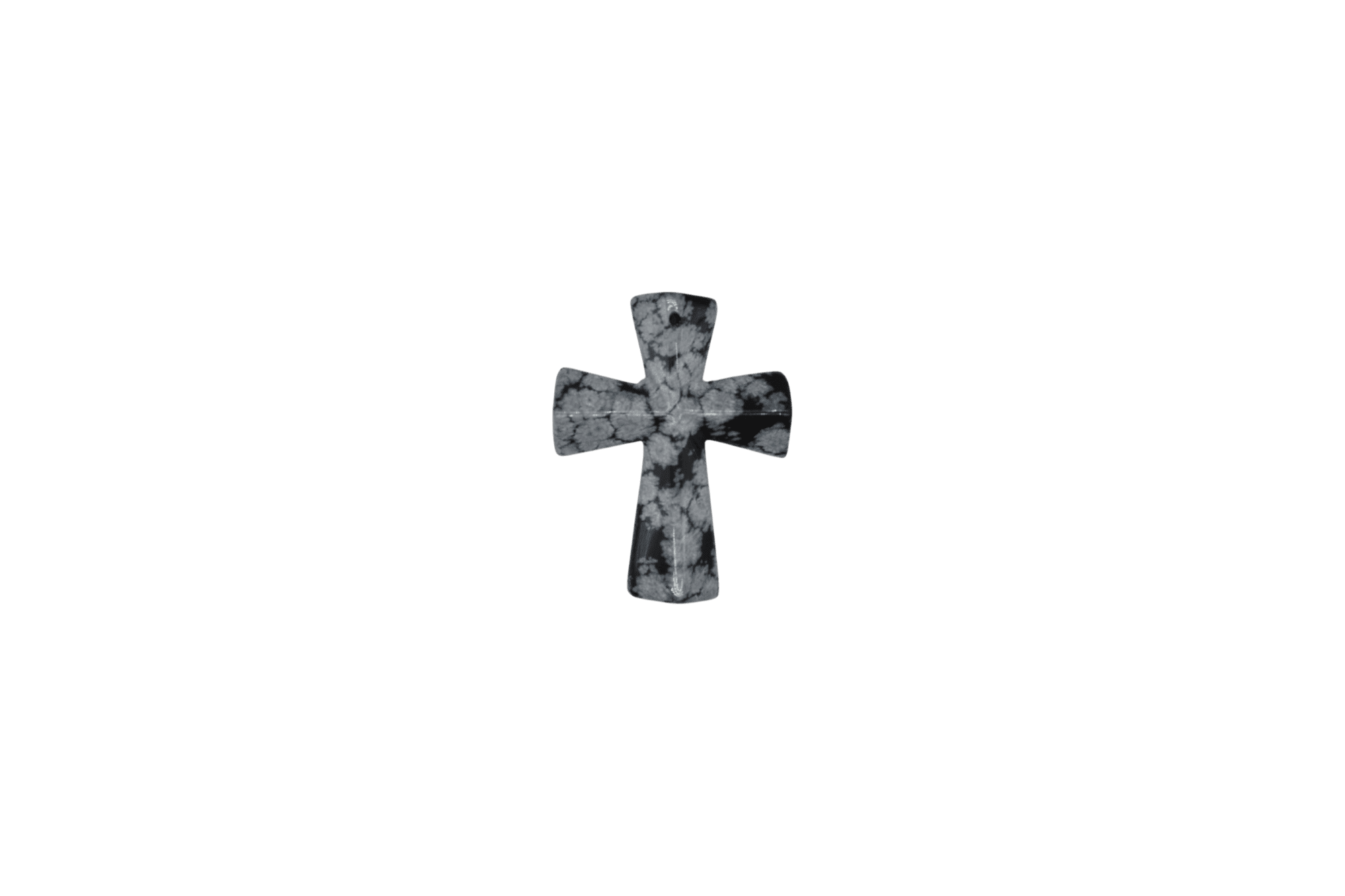Dije en forma de cruz de piedra obsidiana nevada de 35mm x 45mm