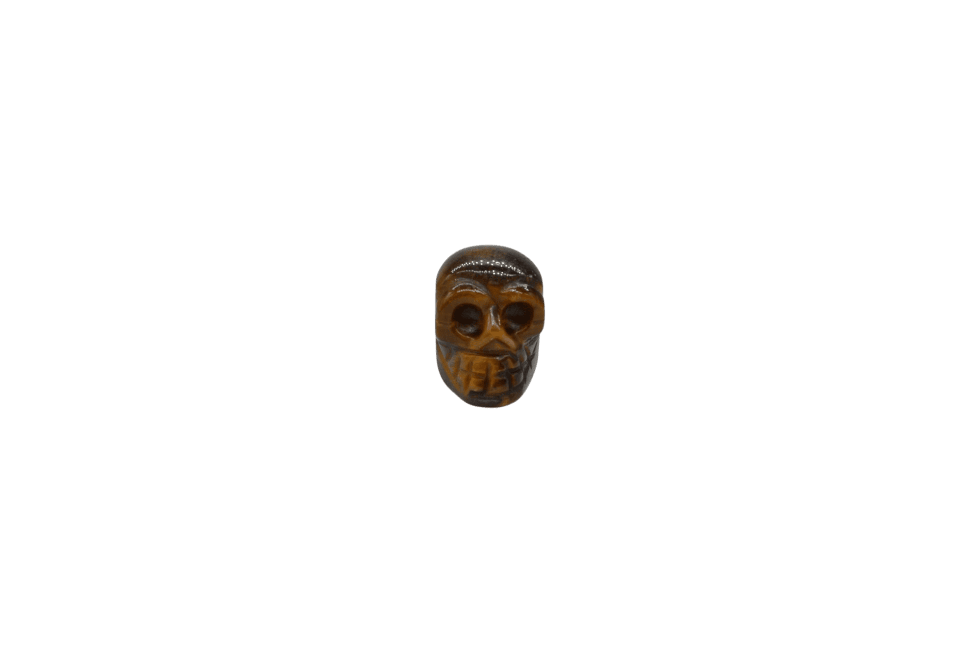 Dije en forma de calavera de piedra ojo de tigre