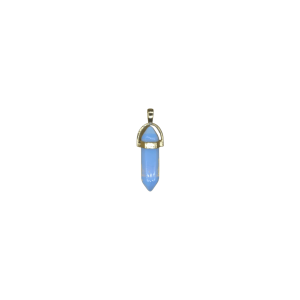 Dije de piedra luna (Opalita) en forma de doble punta facetada con pasacadena en color dorado