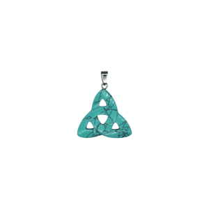 Dije tipo nudo celta o triqueta de piedra turquesa