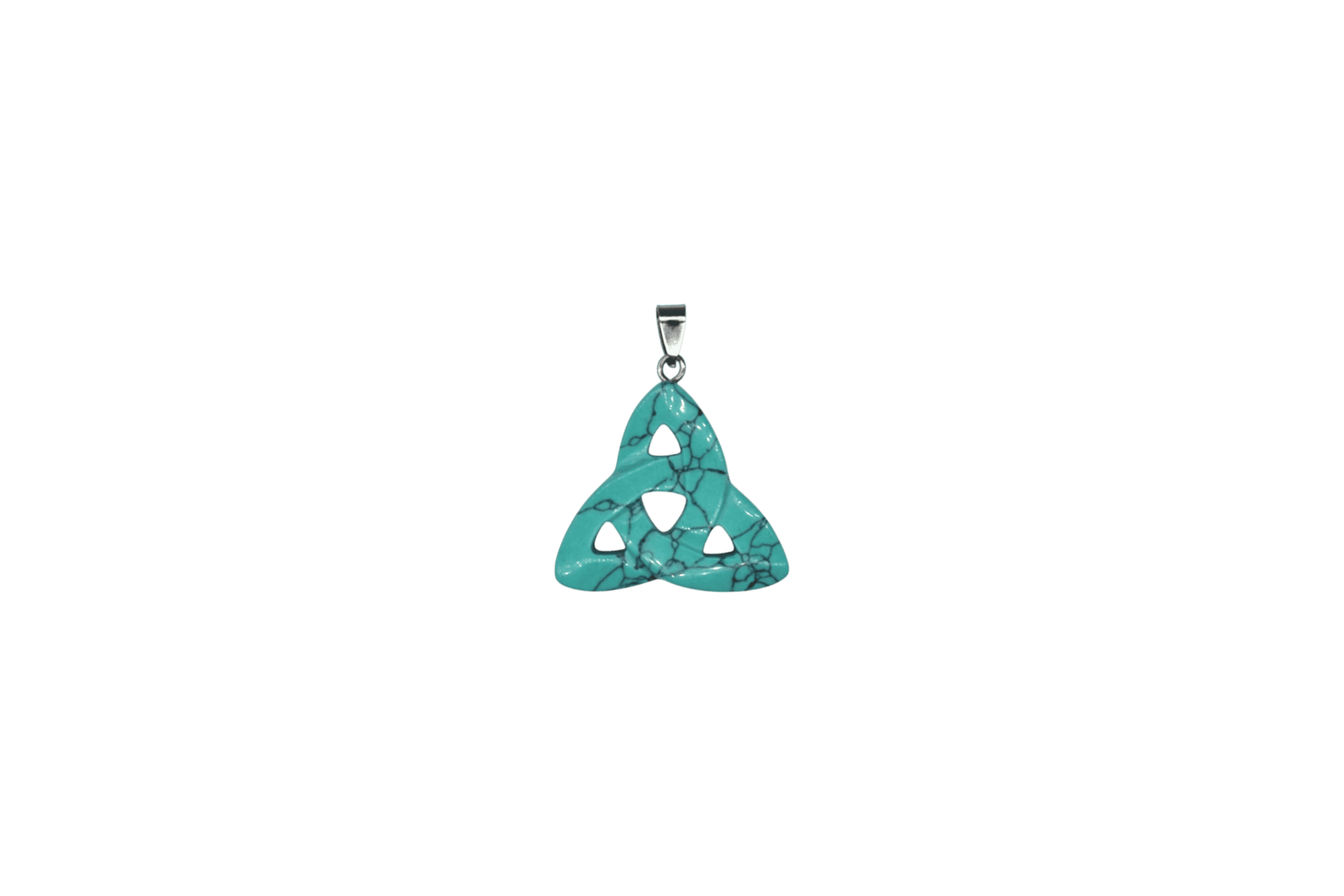 Dije tipo nudo celta o triqueta de piedra turquesa