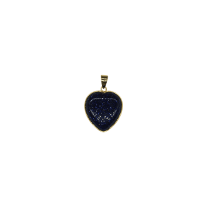 Dije de piedra aventurina azul en forma de corazón en color dorado